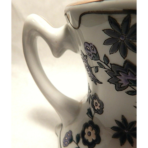 Pottery Shaving Scuttle Mug White with Blue Flowers Unbranded - Picture 12 of 12